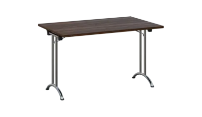 SLC 125 chrom skládací jednací stůl 1250x800, deska 25 mm, podnož chrom, deska ořech královský